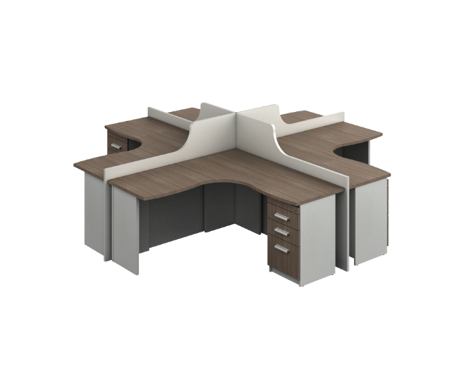 4 User station 120 x 120 x 44" Prime